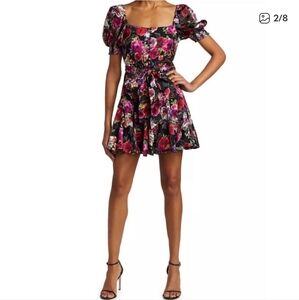 Alice + Olivia Mina puff sleeve mini dress size 4